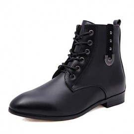 Shoes Leather / Leatherette Outdoor / Casual / Athletic Boots Outdoor / Casual / Athletic Flat Heel Rivet Black / White  