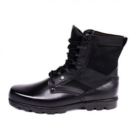 Shoes Leather / Canvas Outdoor / Athletic Boots Outdoor / Athletic Flat Heel Lace-up Black  