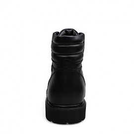 Shoes Leather Casual Boots Casual Low Heel Lace-up Black  