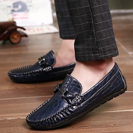 Men's Boat Shoes Casual/Drive/Party & Evening Fashion Leather Slip-on Woven Shoes Black/Bule/Burgundy 39-44  