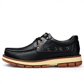 Men's Shoes Outdoor / Athletic / Casual Leather Boat Shoes Black / Brown  