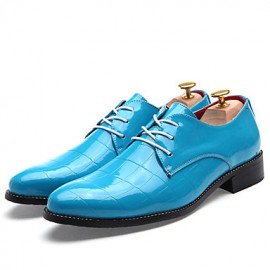 Men's Shoes Patent Leather Casual Oxfords Casual Low Heel Lace-up Black / Blue / Red  