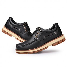 Men's Shoes Outdoor / Athletic / Casual Leather Boat Shoes Black / Brown  