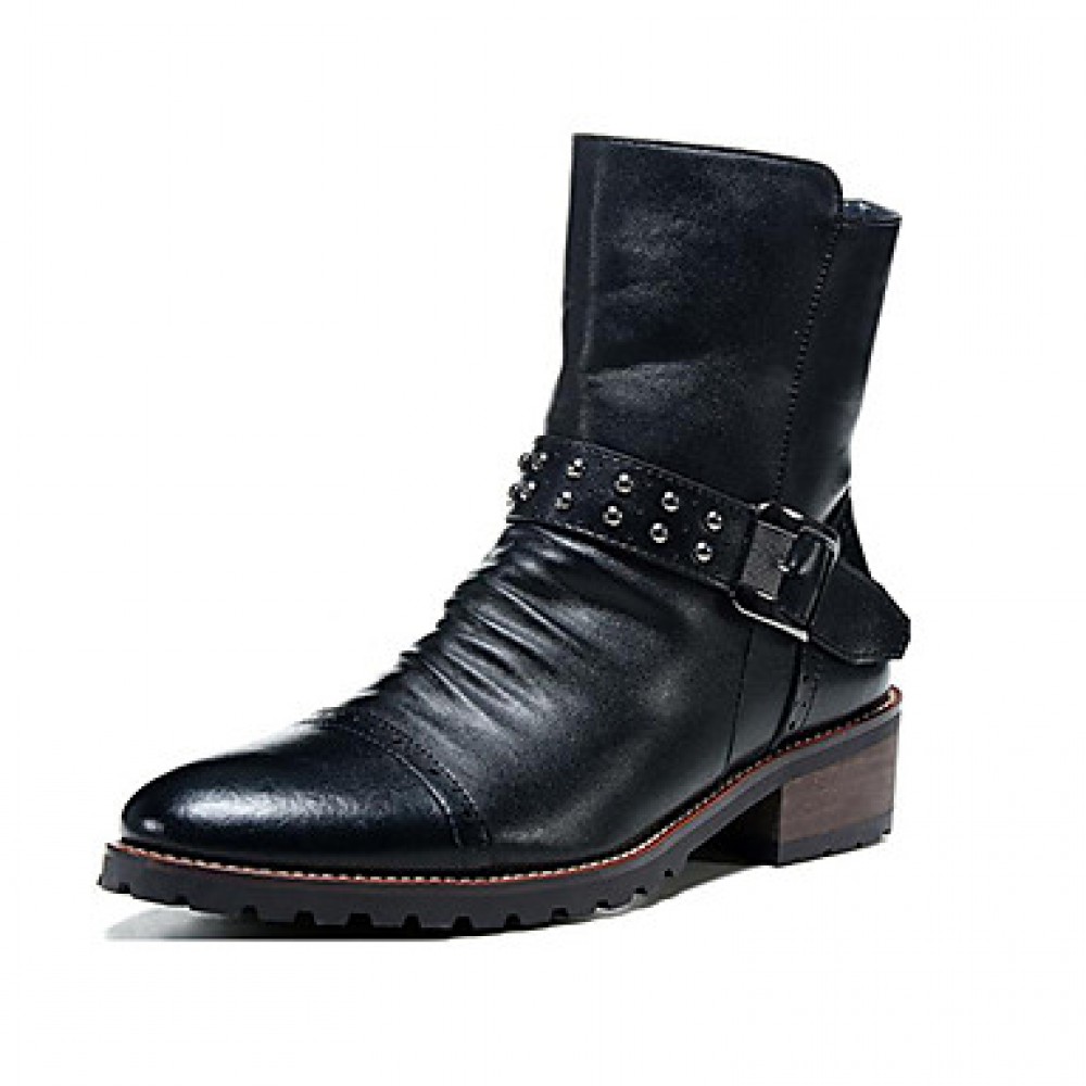 Shoes Wedding / Party  Evening / Casual Leather Boots Black  