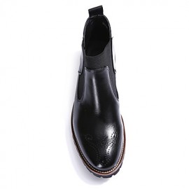 Shoes Leather Office  Career / Casual Boots Office  Career / Casual Low Heel Split Joint Black / Brown / Burgundy  