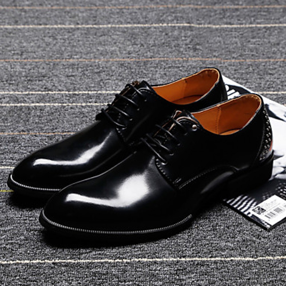 Men's Shoes   2016 New Style Hot Sale Party/Office/Casual Black/Burgundy Patent Leather Oxfords  