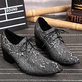 Men's Shoes   Limited Edition Oriental Temperament Nightclub/Party Top Layer Leather Oxfords Silver  