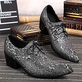 Men's Shoes   Limited Edition Oriental Temperament Nightclub/Party Top Layer Leather Oxfords Silver  