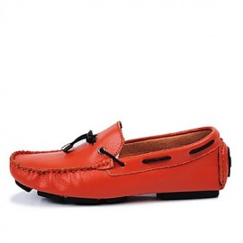 Men's Shoes Leather Casual Boat Shoes Casual Slip-on Black / White / Orange  