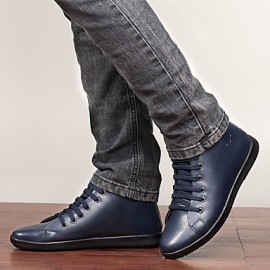 Shoes Leather Outdoor / Office  Career / Casual Boots Outdoor / Office  Career / Casual Flat Heel Lace-up Black / Blue  