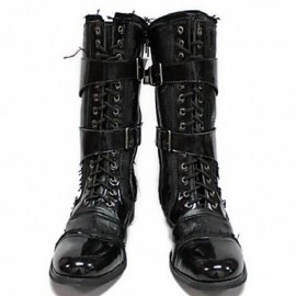 Shoes Outdoor / Office  Career / Party  Evening / Dress / Casual Canvas / Patent Leather Boots Black  