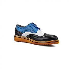 Men's Shoes Wedding / Office & Career / Casual Genuine Leather Oxfords Black / Blue  