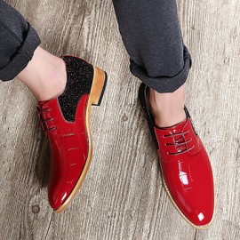 Men's Shoes Office & Career/Party & Evening/Casual Fashion Woven Patent Leather Oxfords Shoes Black/Red 38-43  