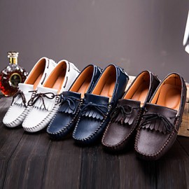 Men's Shoes / Casual Leather Boat Shoes Blue / Brown / White  