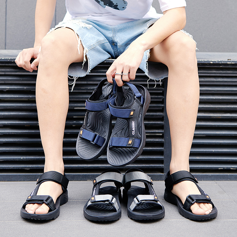 Men Summer Outdoor Casual Velcro Hollow Design Wedge Sandals