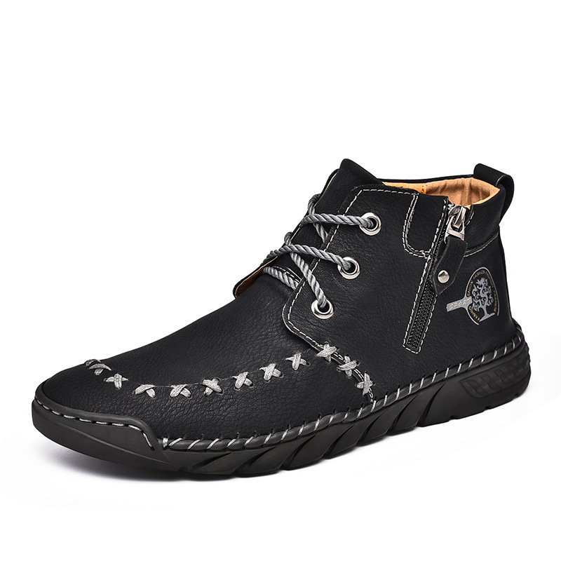 Men Fashion Plus Size Hand Sewn Booties Zip Boots