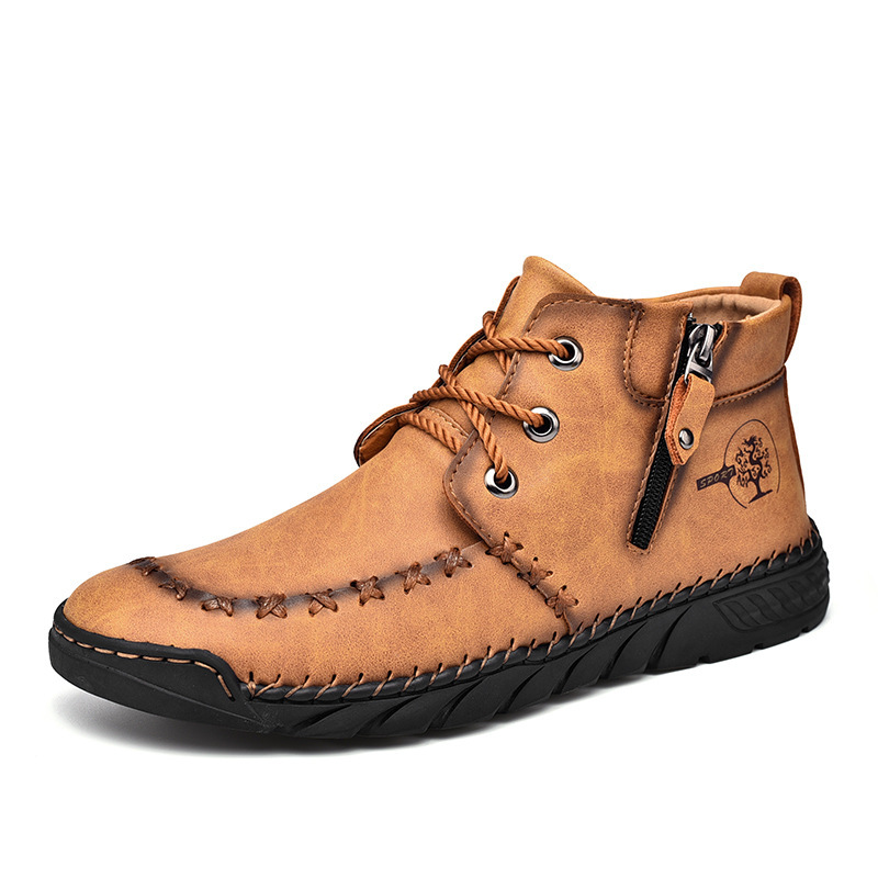 Men Fashion Plus Size Hand Sewn Booties Zip Boots