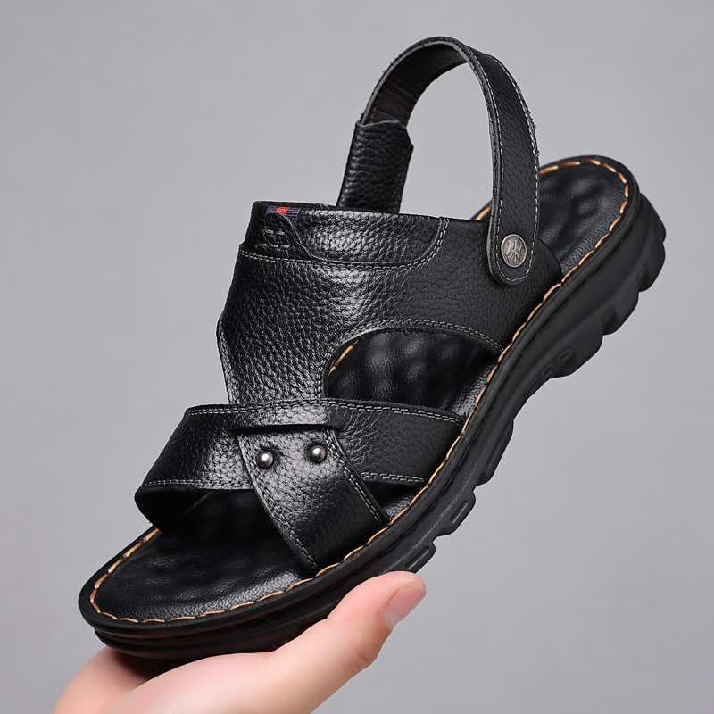 Men'S Casual Thick Sole Non-Slip Pu Sandals