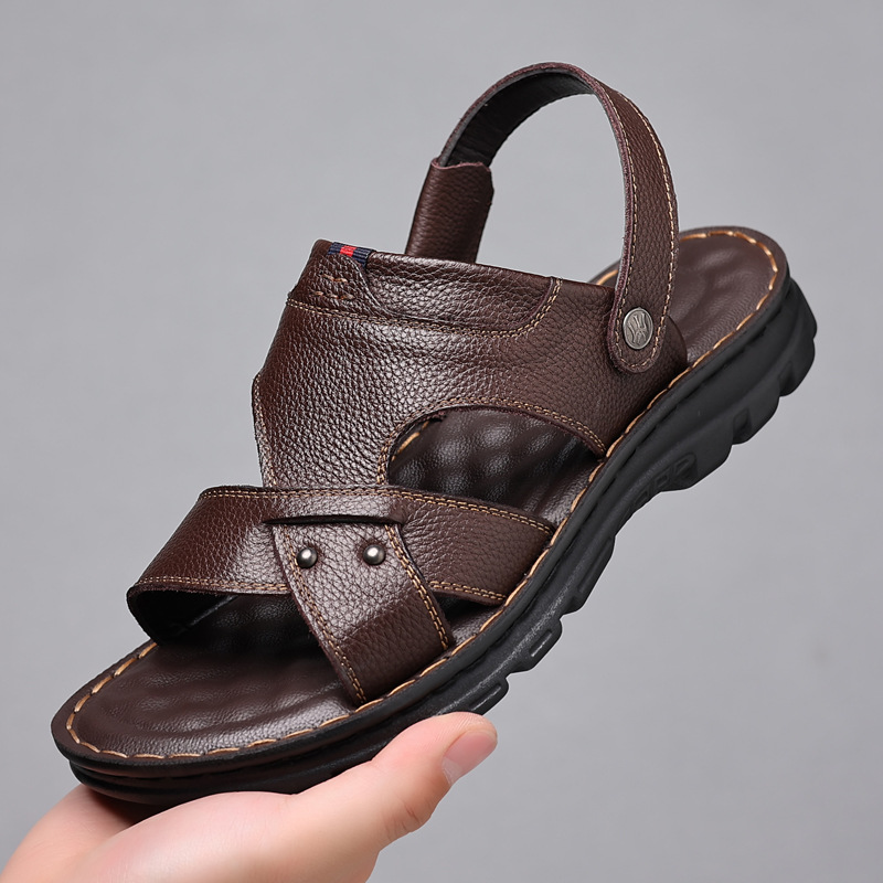 Men'S Casual Thick Sole Non-Slip Pu Sandals