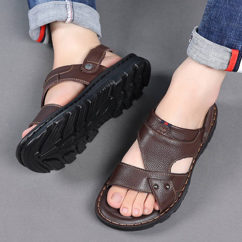 Men'S Casual Thick Sole Non-Slip Pu Sandals