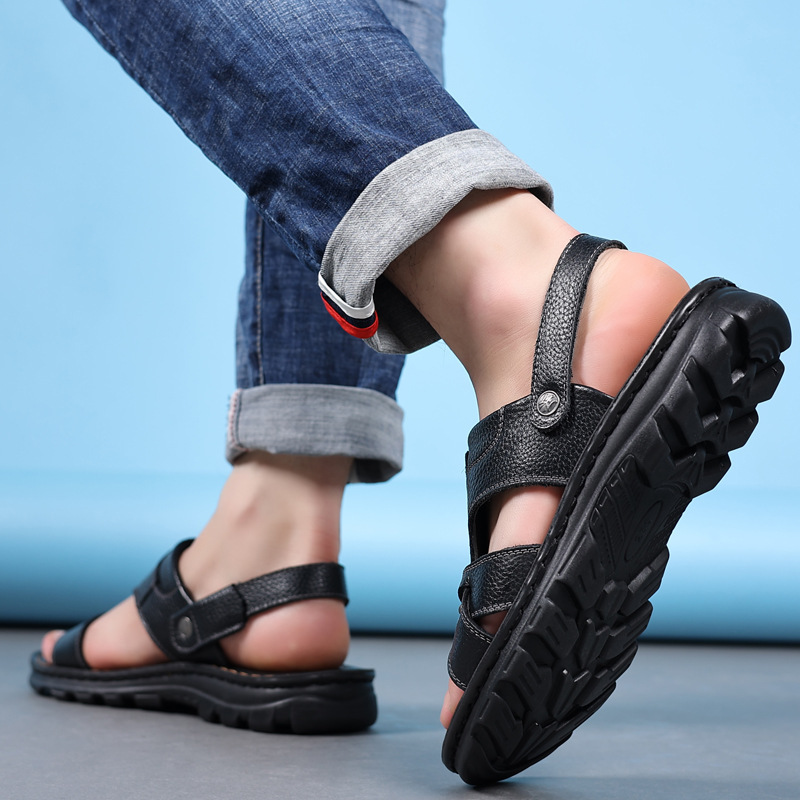 Men'S Casual Thick Sole Non-Slip Pu Sandals