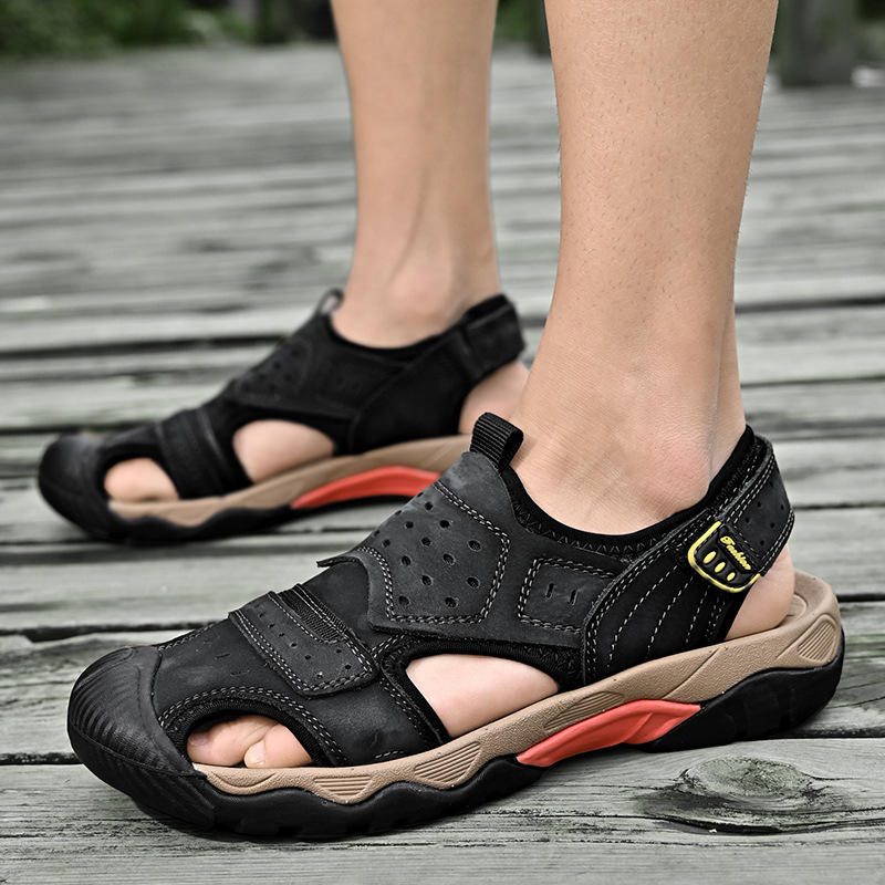 Men Casual Non-Slip Plus Size Leather Beach Sandals