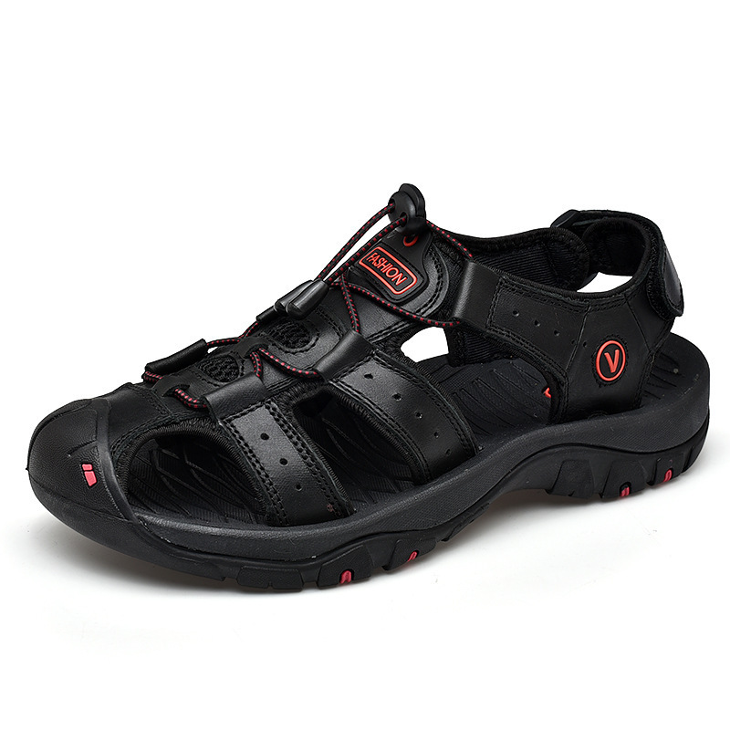 Men Casual Outdoor Large Size Leather Non-Slip Beach Sandals