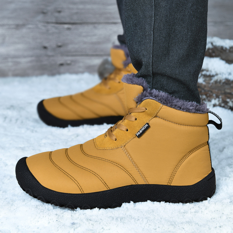 Men Autumn Winter Fashion Casual Solid Color Lace-Up Flats Slip On Platform Shoes Snow Ankle Boots