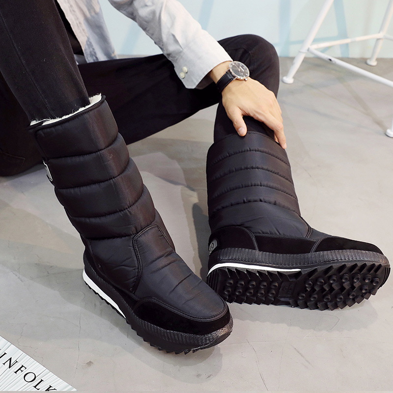 Men Autumn Winter Fashion Casual Solid Color Slip On Zipper Flats Platform Shoes Snow Ankle Boots