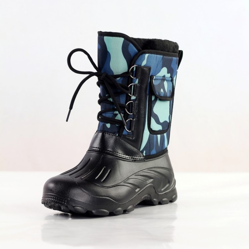 Men Winter Camouflage Round-Toe Thick-Soled Lace-Up Snow Mid-Calf Boots