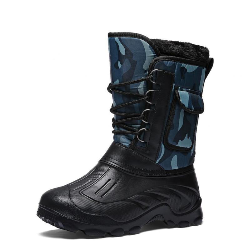 Men Winter Camouflage Round-Toe Thick-Soled Lace-Up Snow Mid-Calf Boots