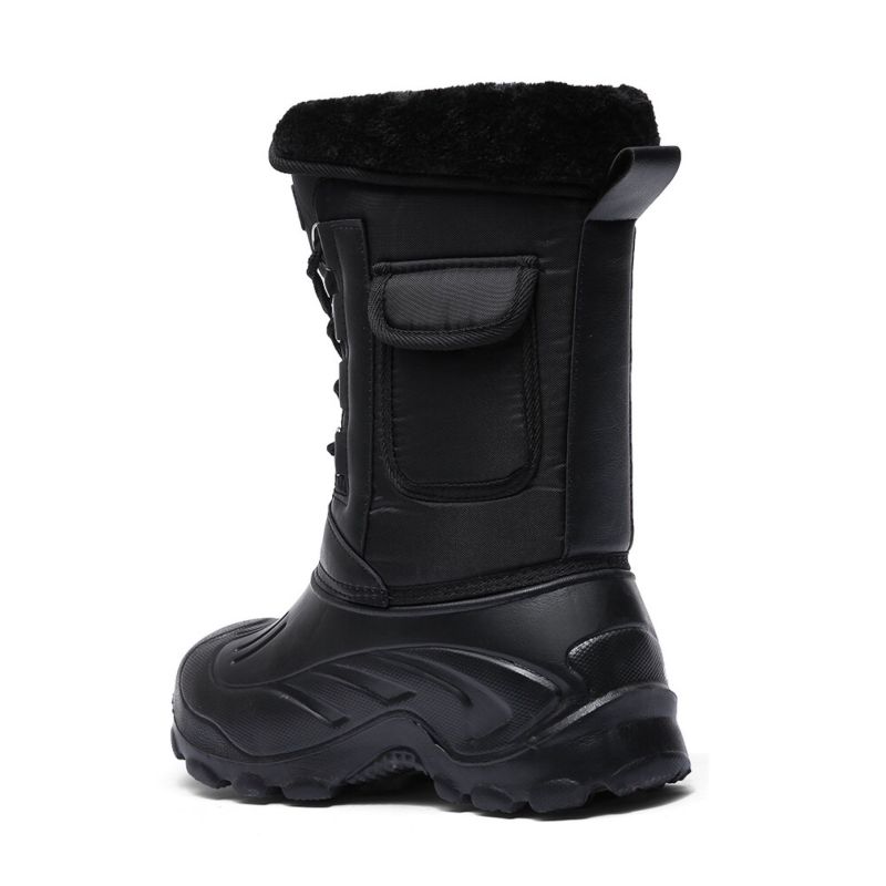 Men Winter Camouflage Round-Toe Thick-Soled Lace-Up Snow Mid-Calf Boots