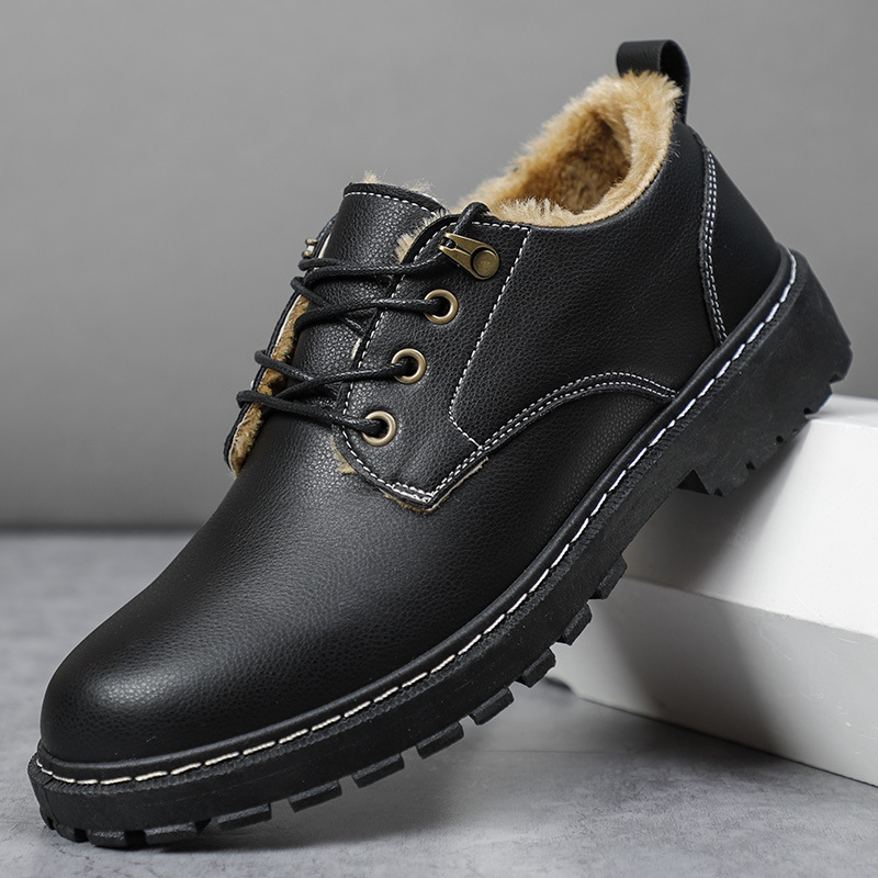 Men Fashion Casual Versatile Lace-Up Flat PU Low Top Combat Boots