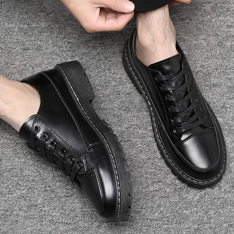 Men Fashion Casual Versatile Lace-Up Flat PU Low Top Combat Boots