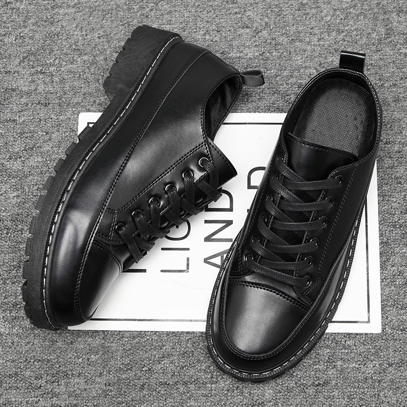 Men Fashion Casual Versatile Lace-Up Flat PU Low Top Combat Boots