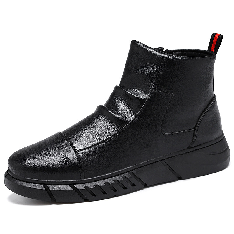 Men Autumn Winter Fashion Casual Round-Toe High Top Zipper Thick-Soled Combat Boots