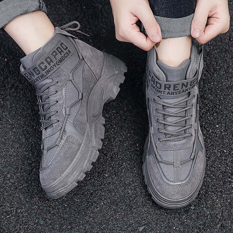 Men Spring Autumn Fashion Casual Versatile Thick-Soled Lace-Up High Top Combat Boots