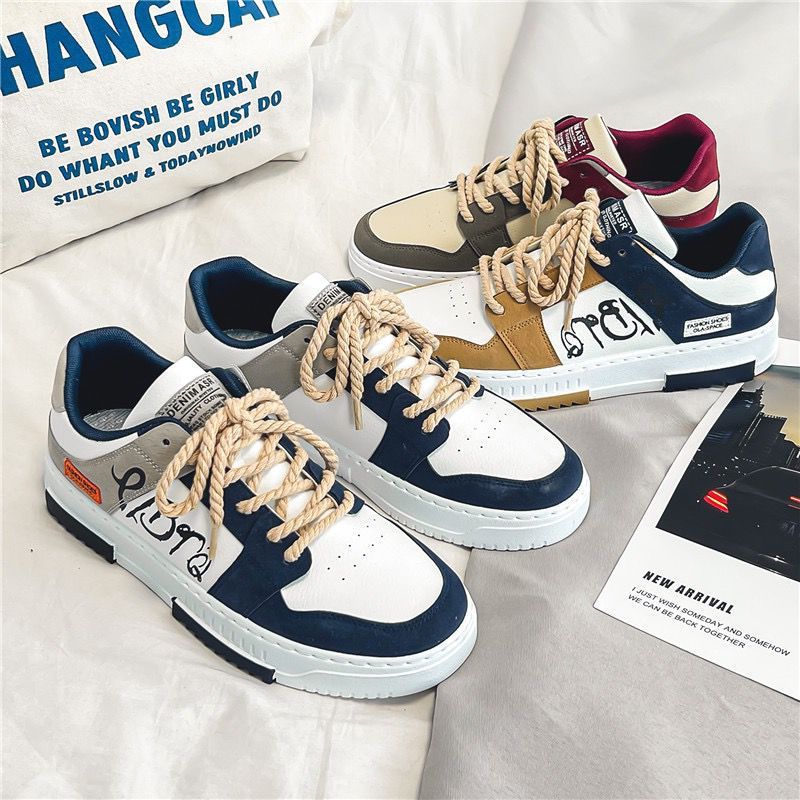 Men Fashion Casual Versatile Lace-Up Thick-Soled Sneakers