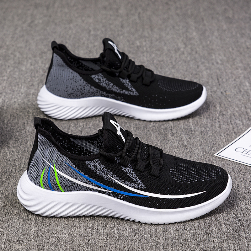 Men Leisure Sports Versatile Round-Toe Mesh Cloth Lace-Up Thick-Soled Sneakers