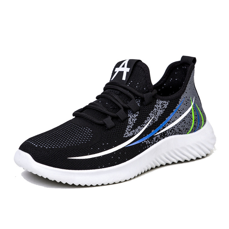 Men Leisure Sports Versatile Round-Toe Mesh Cloth Lace-Up Thick-Soled Sneakers