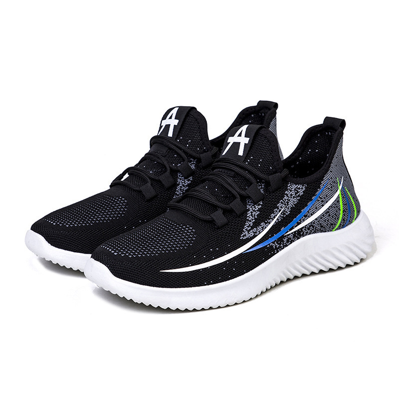 Men Leisure Sports Versatile Round-Toe Mesh Cloth Lace-Up Thick-Soled Sneakers