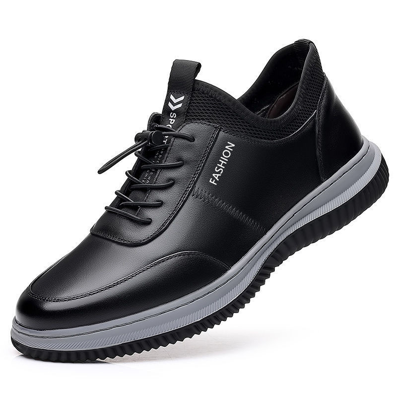 Men Fashion Leisure Sports Lace-Up Flat Thick-Soled PU Leather Shoes