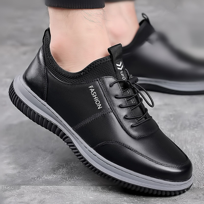 Men Fashion Leisure Sports Lace-Up Flat Thick-Soled PU Leather Shoes