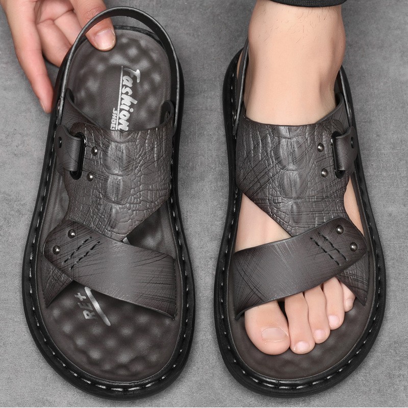 Men Summer Fashion Leisure Vacation Crocodile Flat Sandals