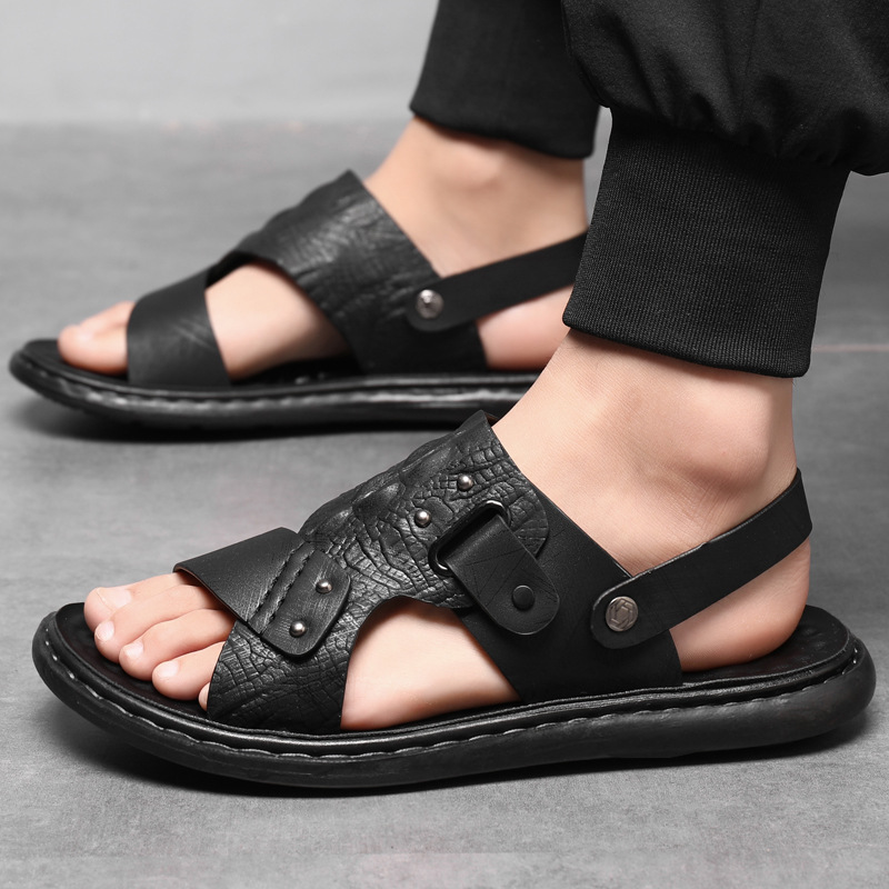 Men Summer Fashion Leisure Vacation Crocodile Flat Sandals