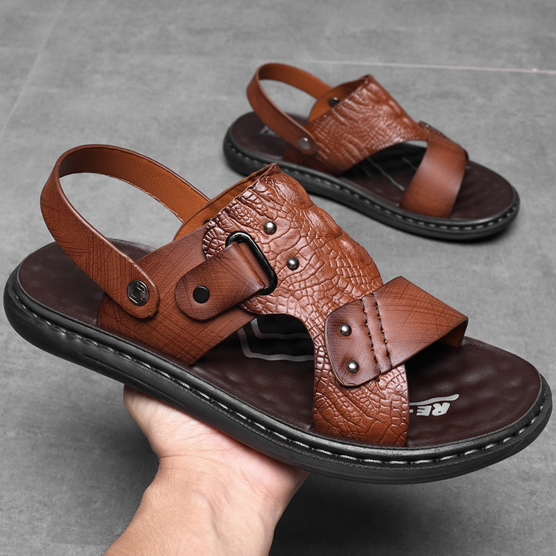 Men Summer Fashion Leisure Vacation Crocodile Flat Sandals