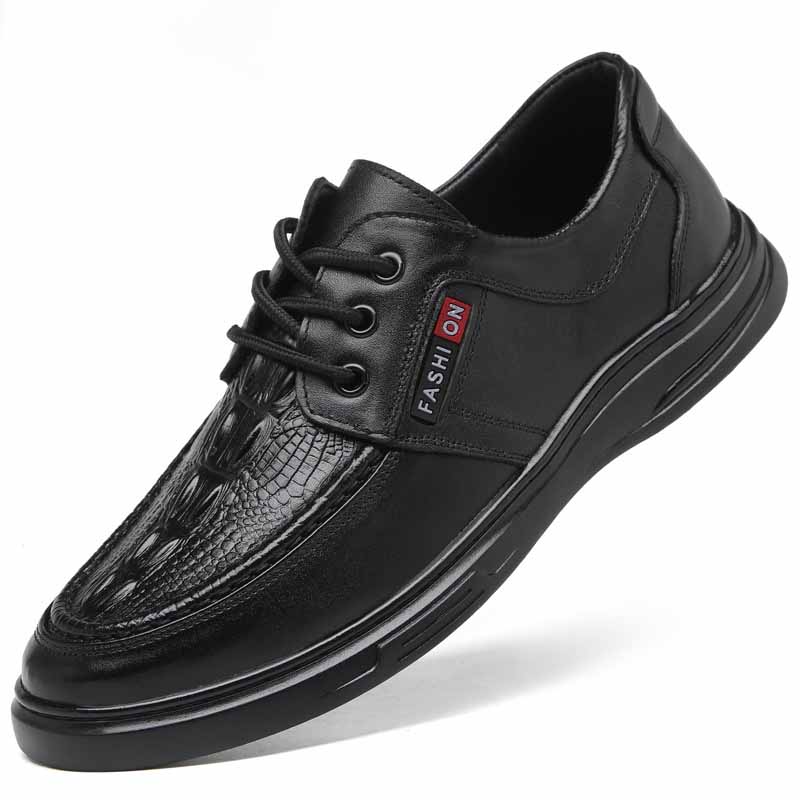 Men Spring Autumn Fashion Casual Lace-Up Flat Leather Shoes