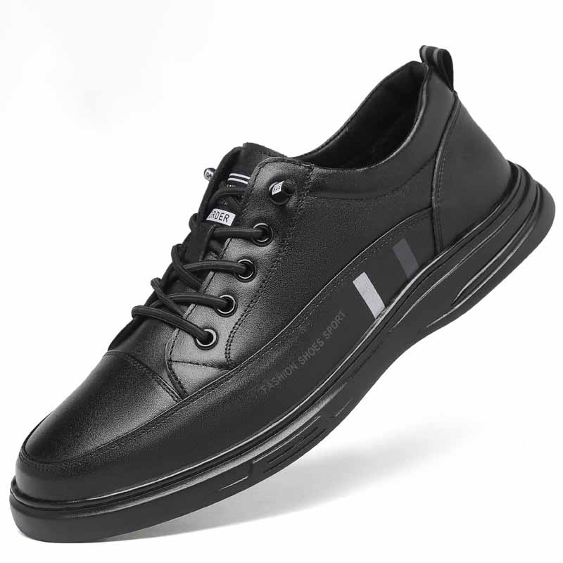 Men Spring Autumn Fashion Casual Lace-Up Flat Leather Shoes