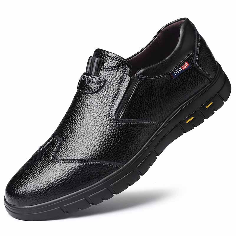 Men Fashion Casual Ventilated Slip On Flat PU Leather Shoes