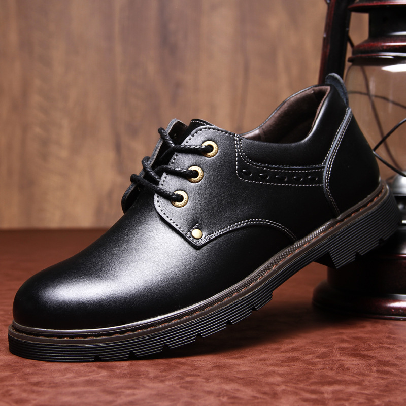 Men Fashion Casual British Style Round-Toe Lace-Up Low Heel Low Top Boots